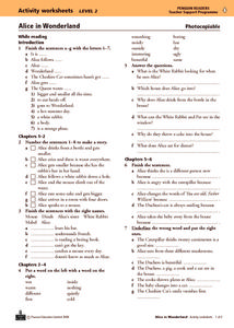 alice in wonderland worksheet