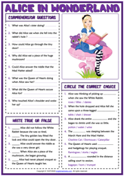 alice in wonderland worksheet
