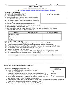 alien juice bar worksheet