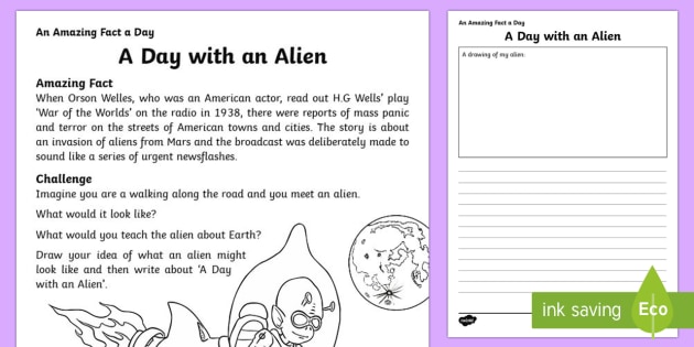 A Day with an Alien Worksheet / Worksheet (Lehrer gemacht)