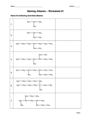 alkane nomenclature worksheet