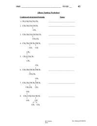 Worksheet Naming Alkenes Alkynes | Exercises Organic Chemistry ...