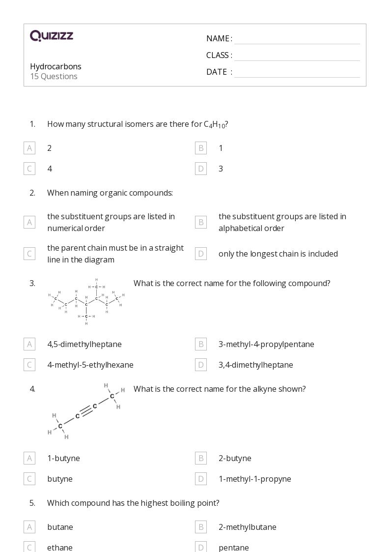 alkanes alkenes alkynes worksheet