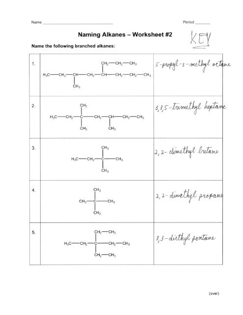 Naming Alkanes - Worksheet #2