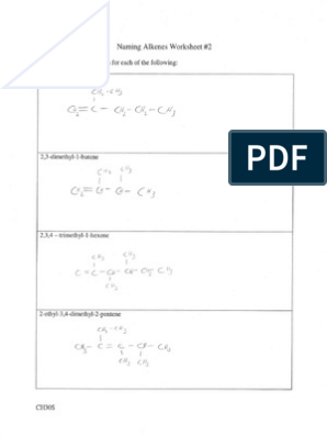 Naming Alkenes Worksheet 2 Answers 1urvuob | PDF