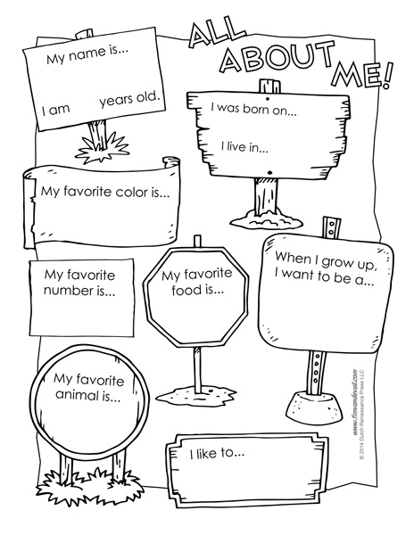 FREE All About Me Preschool Printable Worksheets