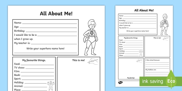 all about me worksheet for adults
