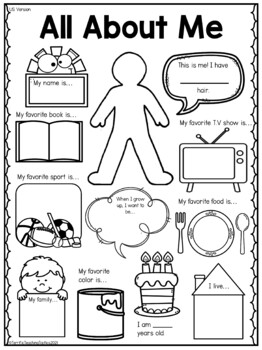 Free All About Me Worksheet First Day of School Activity | TPT