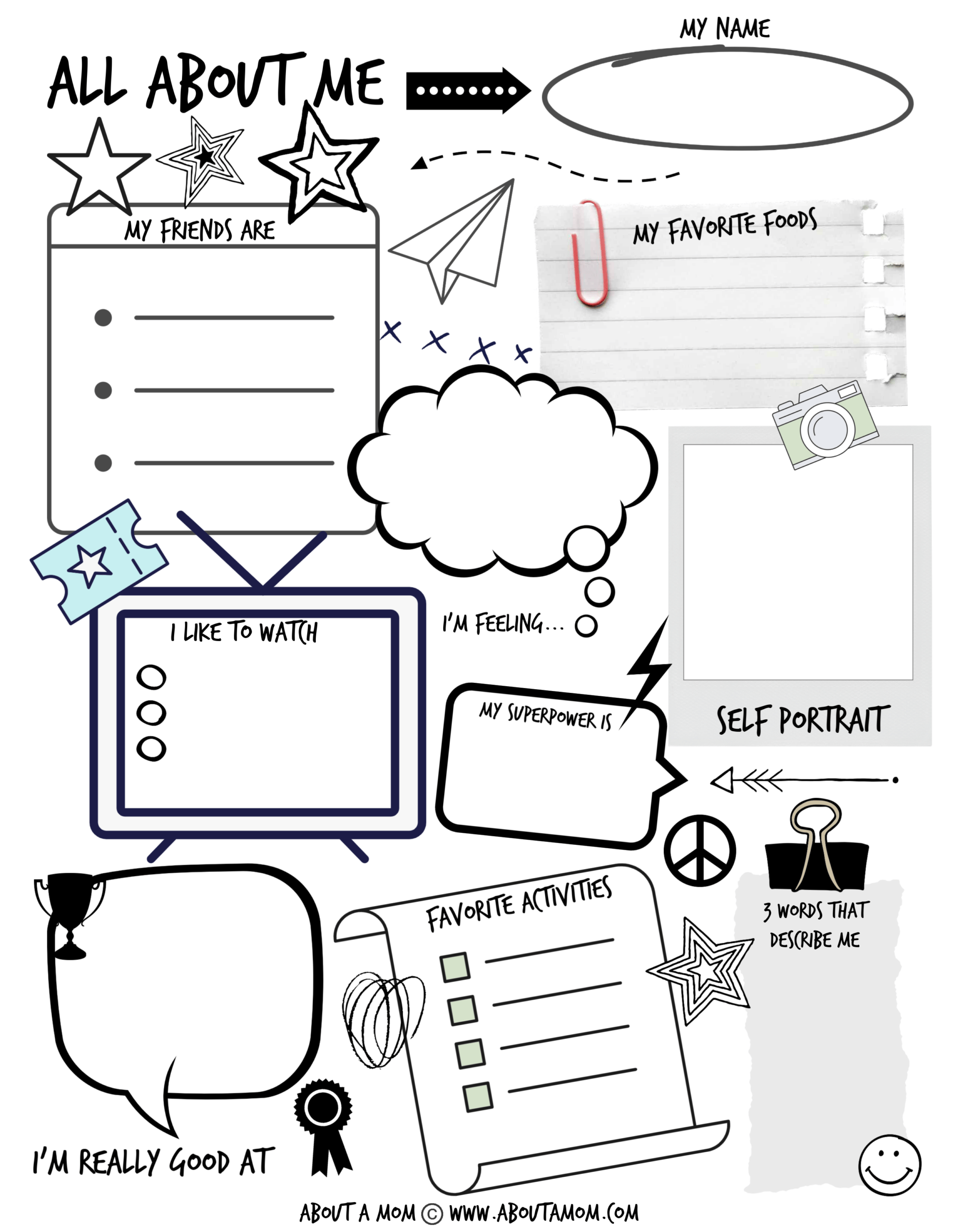 all about me worksheet for kids