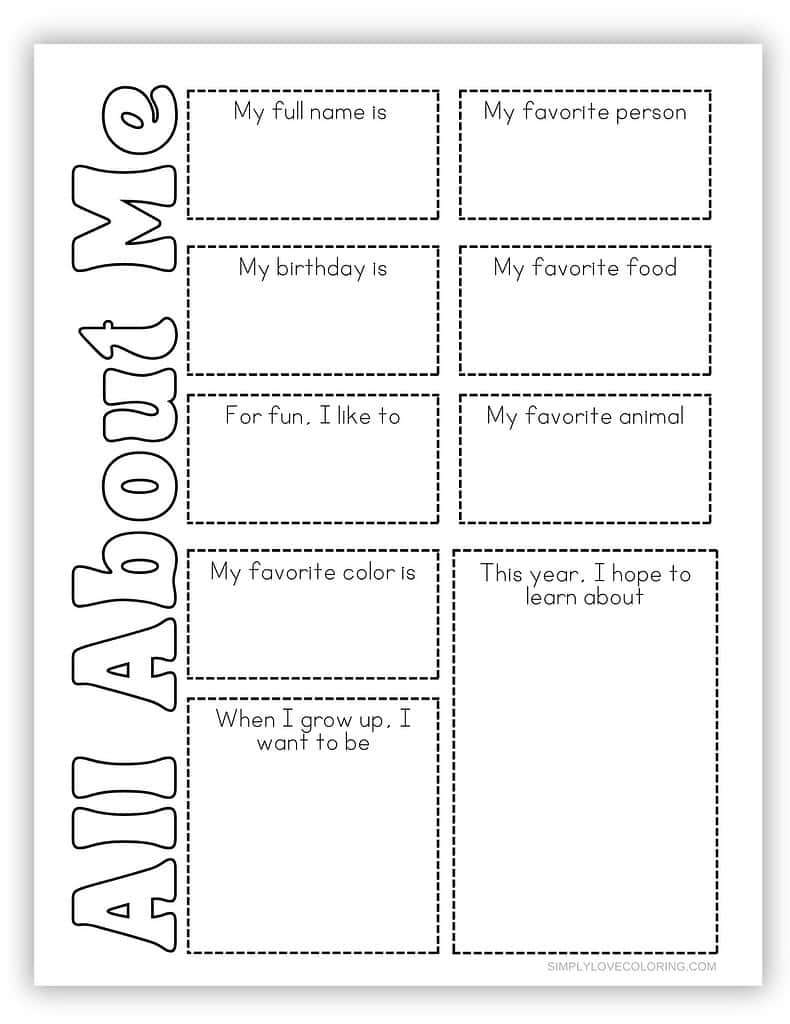 FREE All About Me MyTeachingStation Worksheets Library
