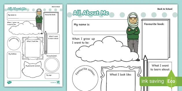 all about me worksheet for middle school students