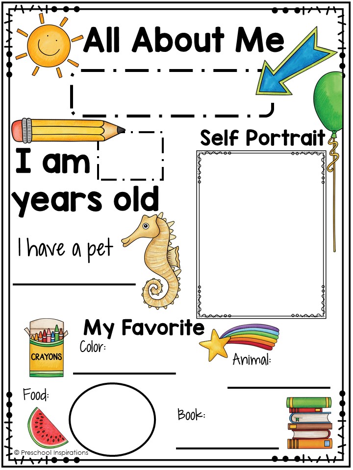 all about me worksheet for preschool