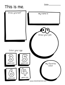 all about me worksheet for preschool