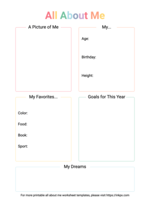 all about me worksheet free pdf