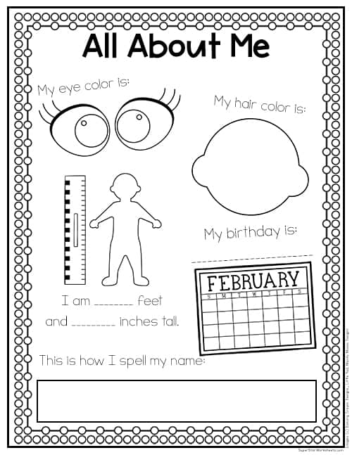 all about me worksheet free printable