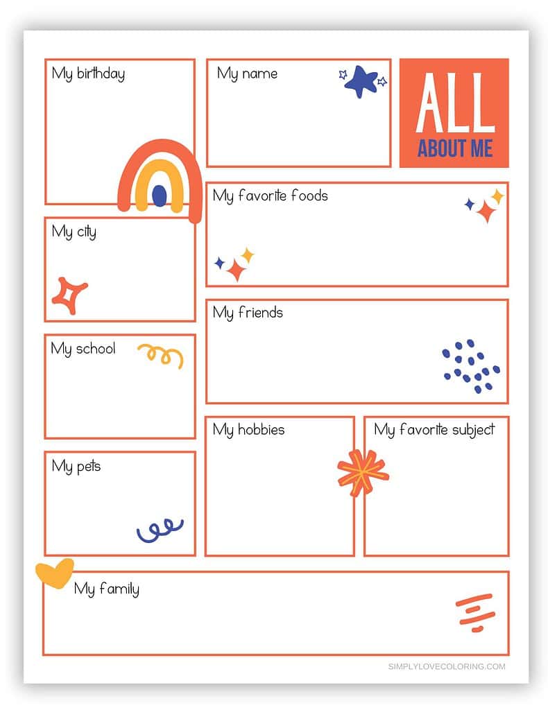 All About Me Printable Worksheets Free PDF Printables Simply All About Me Printable Worksheets Free PDF Printables Simply