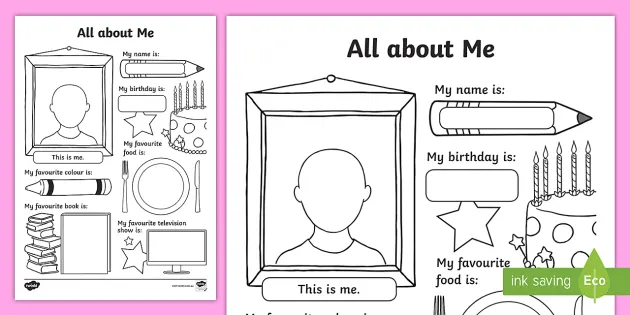 all about me worksheet preschool