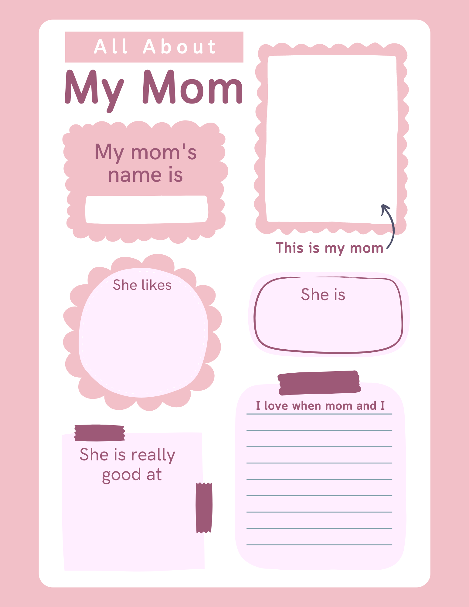 3 (Free Printable) All About My Mom Questionnaires - The Keele ...