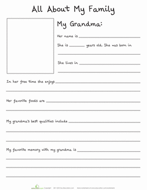 All About My Family: Grandma | Worksheet 