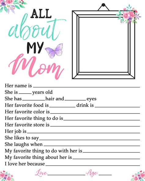all about my mom worksheet