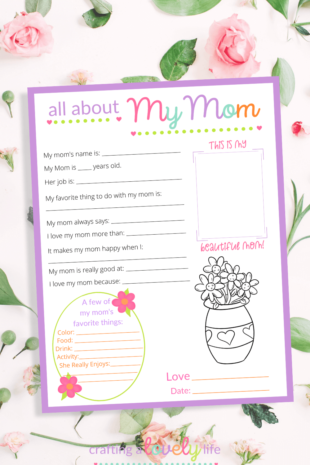 all about my mom worksheet