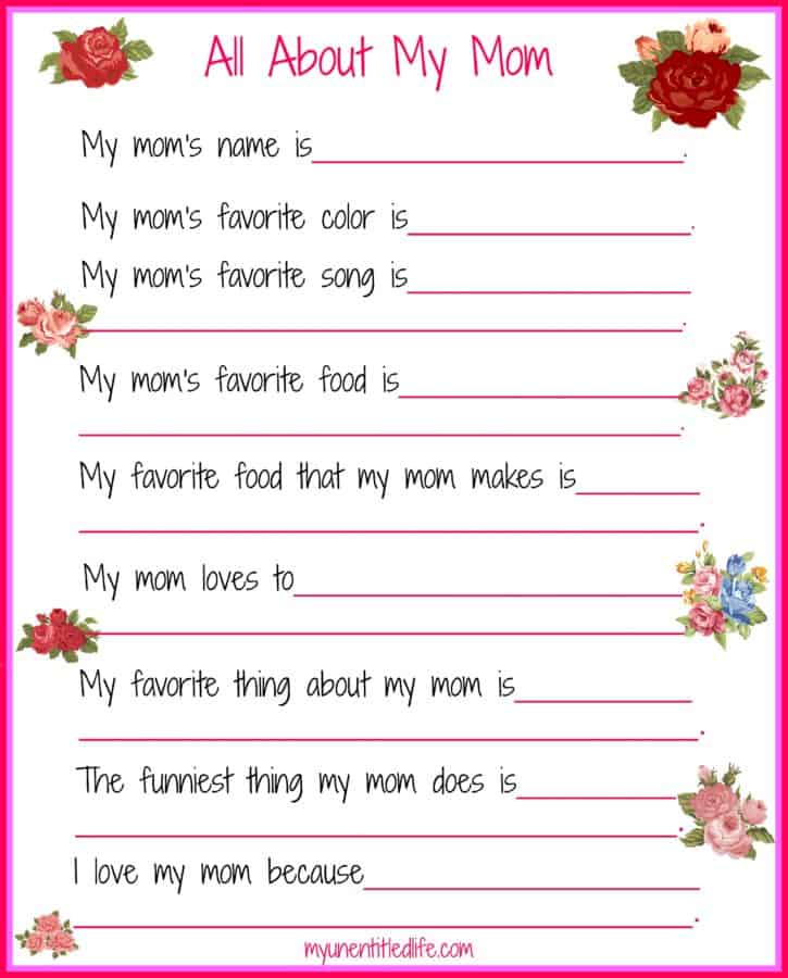 All About My Mom - Ezpzlearn.com