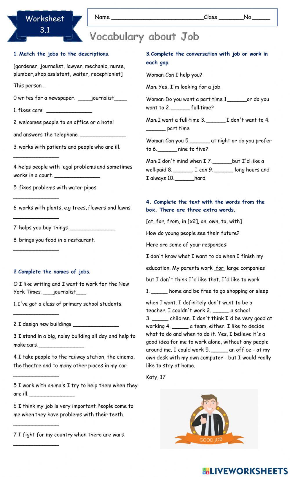ใบงาน 3.1 (ภาษาอังกฤษพื้นฐาน) worksheet  
