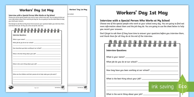 South Africa Workers Day 1st May Interview Worksheet / Worksheet