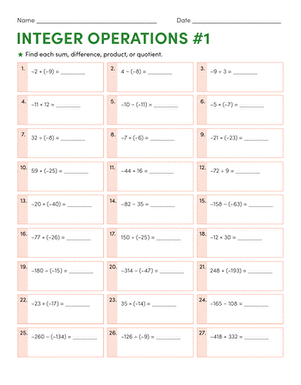 Free all operation integer worksheet, Download Free all operation ...