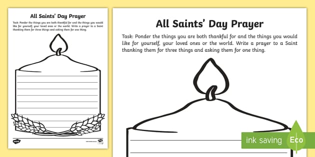 All Saints Day Prayer Writing Worksheet (Lehrer gemacht)