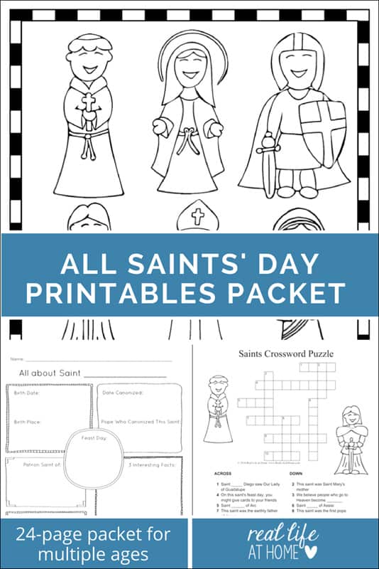Saints Printables and Worksheet Packet (All Saints Day Printables)