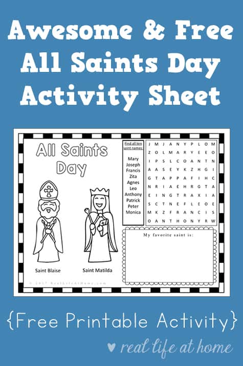 Awesome and Free All Saints Day Activity Sheet Printable