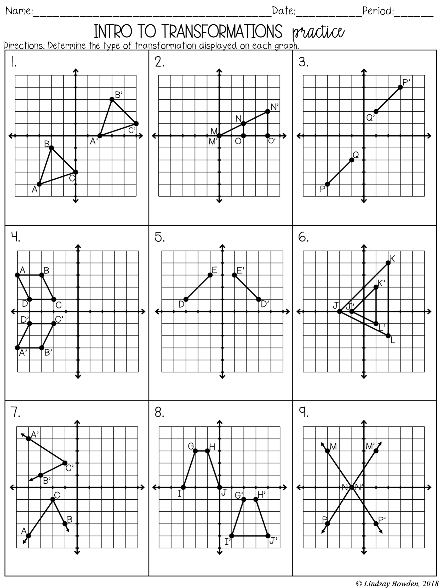 Transformations Notes and Worksheets - Lindsay Bowden
