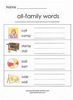 all word family worksheet printables