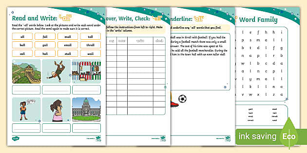Word Family -all Work Sheets (teacher made) - Twinkl