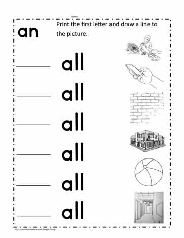 all word family worksheet printables