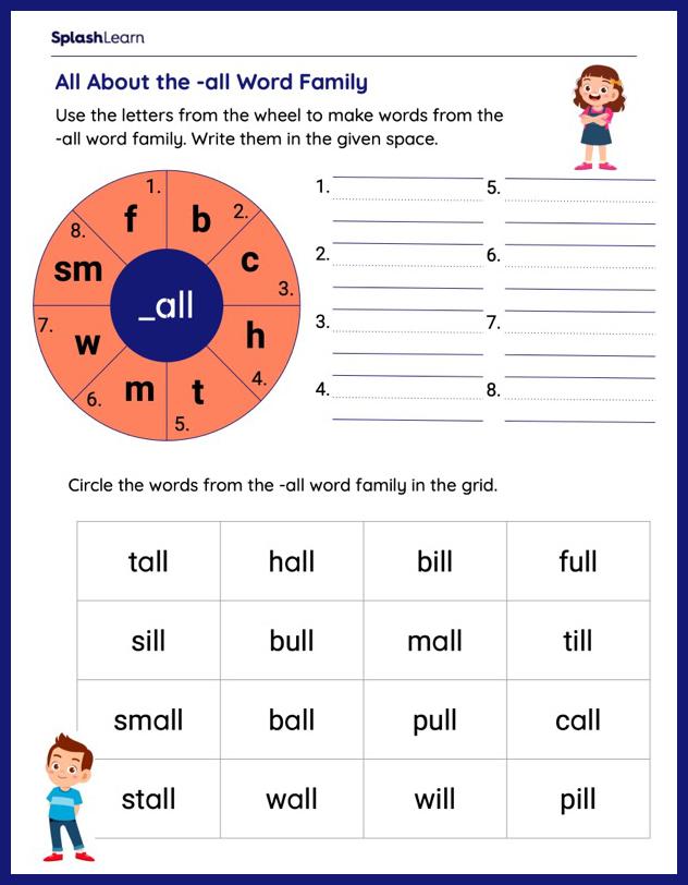 all word family worksheet printables