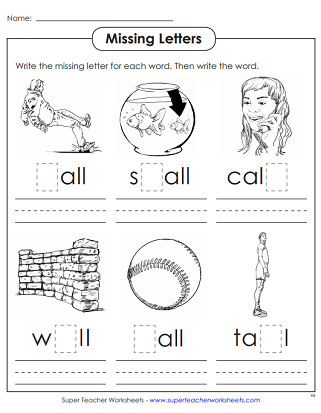 Word Family Printables (-all Words)