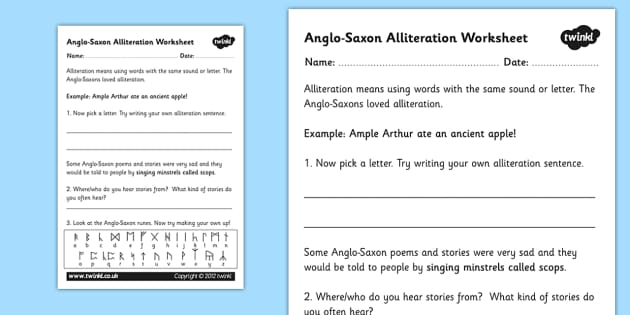 alliteration poem worksheet
