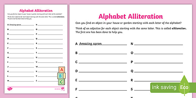 FREE! - Alphabet Alliteration P4 Home Learning Scavenger Hunt