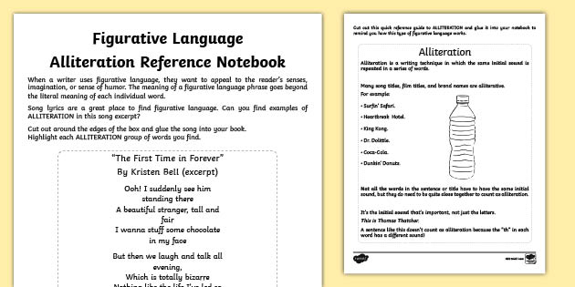 alliteration worksheet for 5th grade