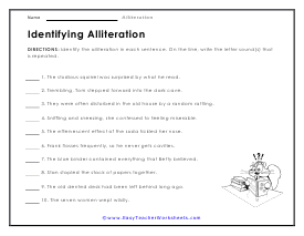 Alliteration Worksheets