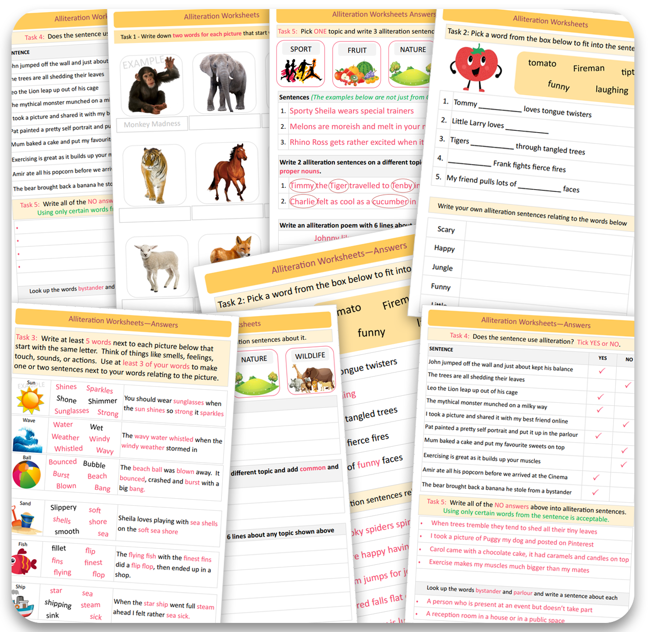 Alliteration Literacy Worksheets