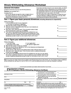 Illinois Withholding Allowance Worksheet: Complete with ease ...