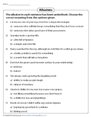 Allusion Worksheets