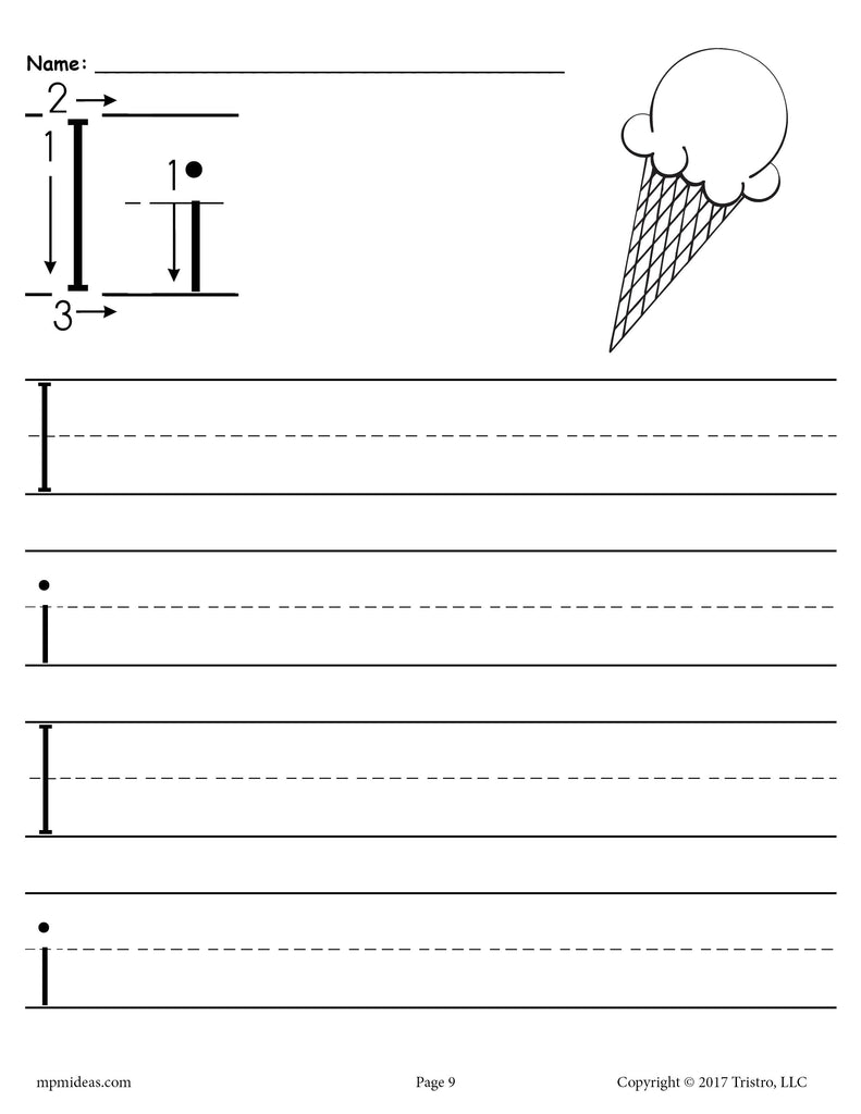 Printable Letter I Handwriting Worksheet!