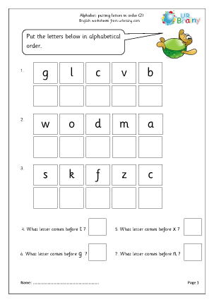 alphabet letter order worksheet
