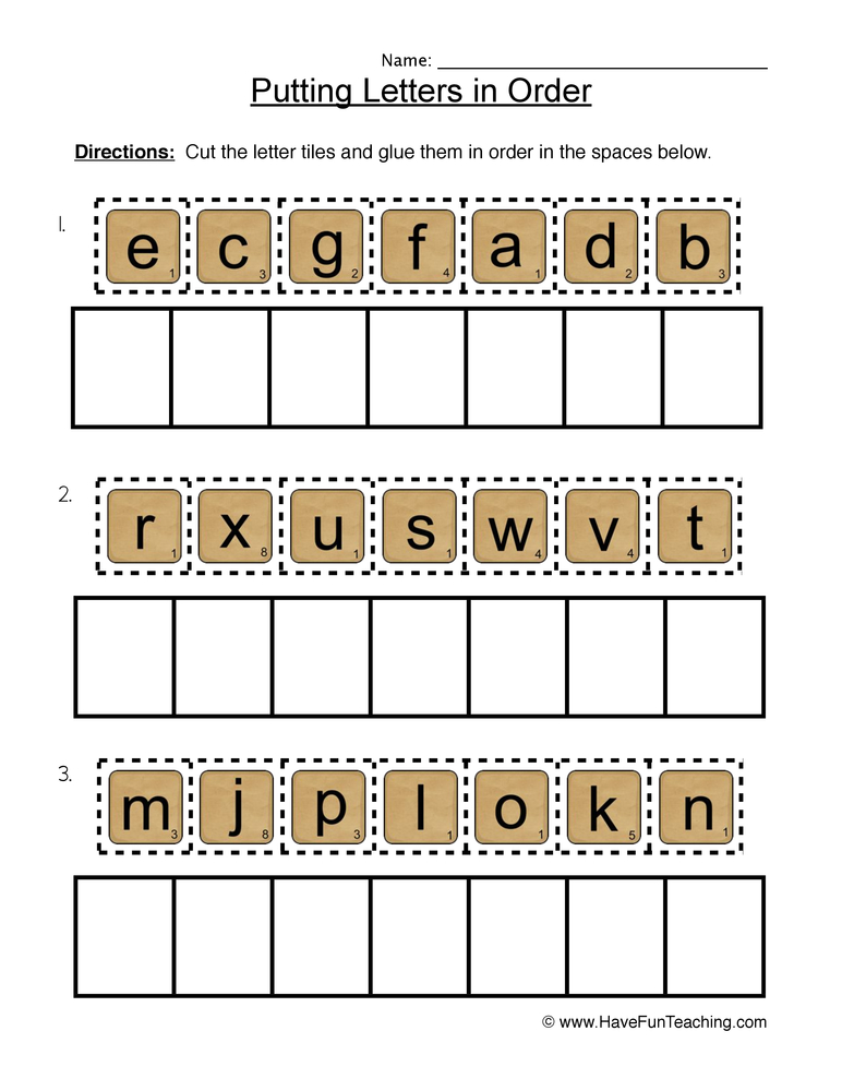 Letter Order Worksheet  