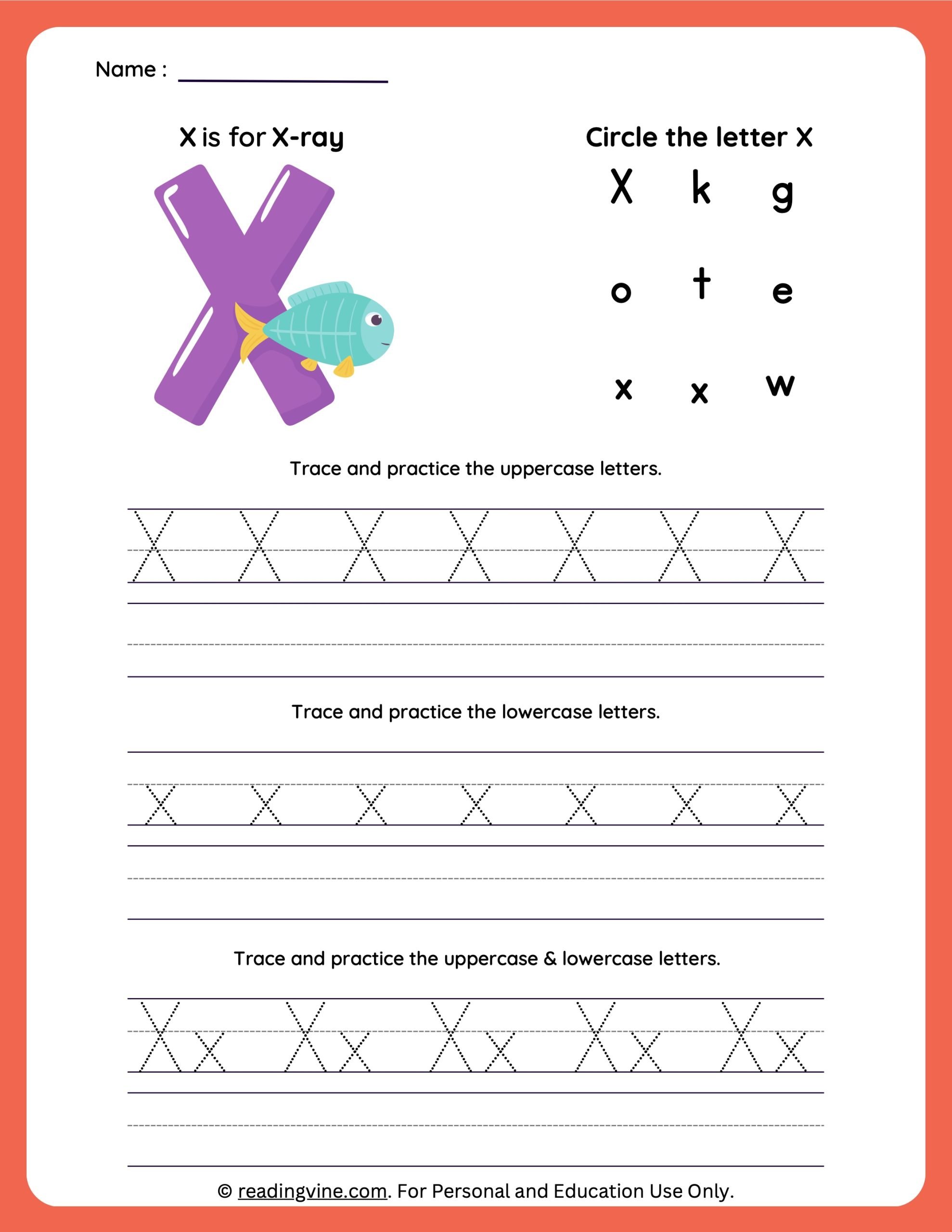 FREE Printable Letter X Worksheets for Kindergarten Worksheets Library
