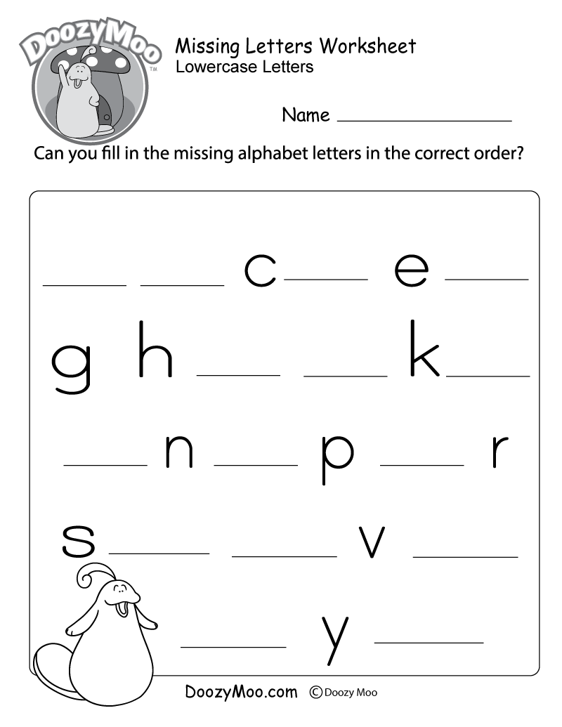 Missing Letter Worksheets (Free Printables) - Doozy Moo